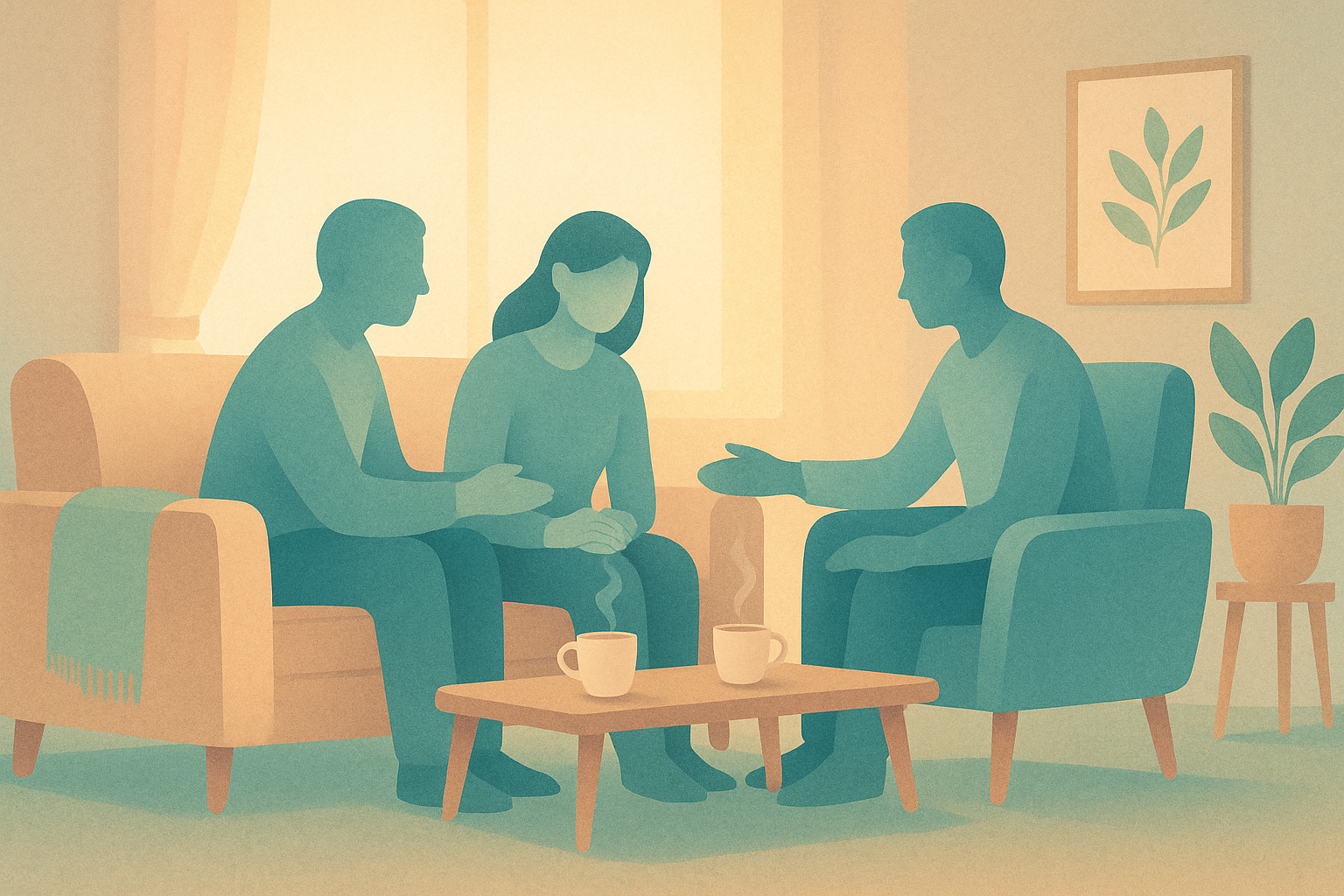 Comforting conversation with family